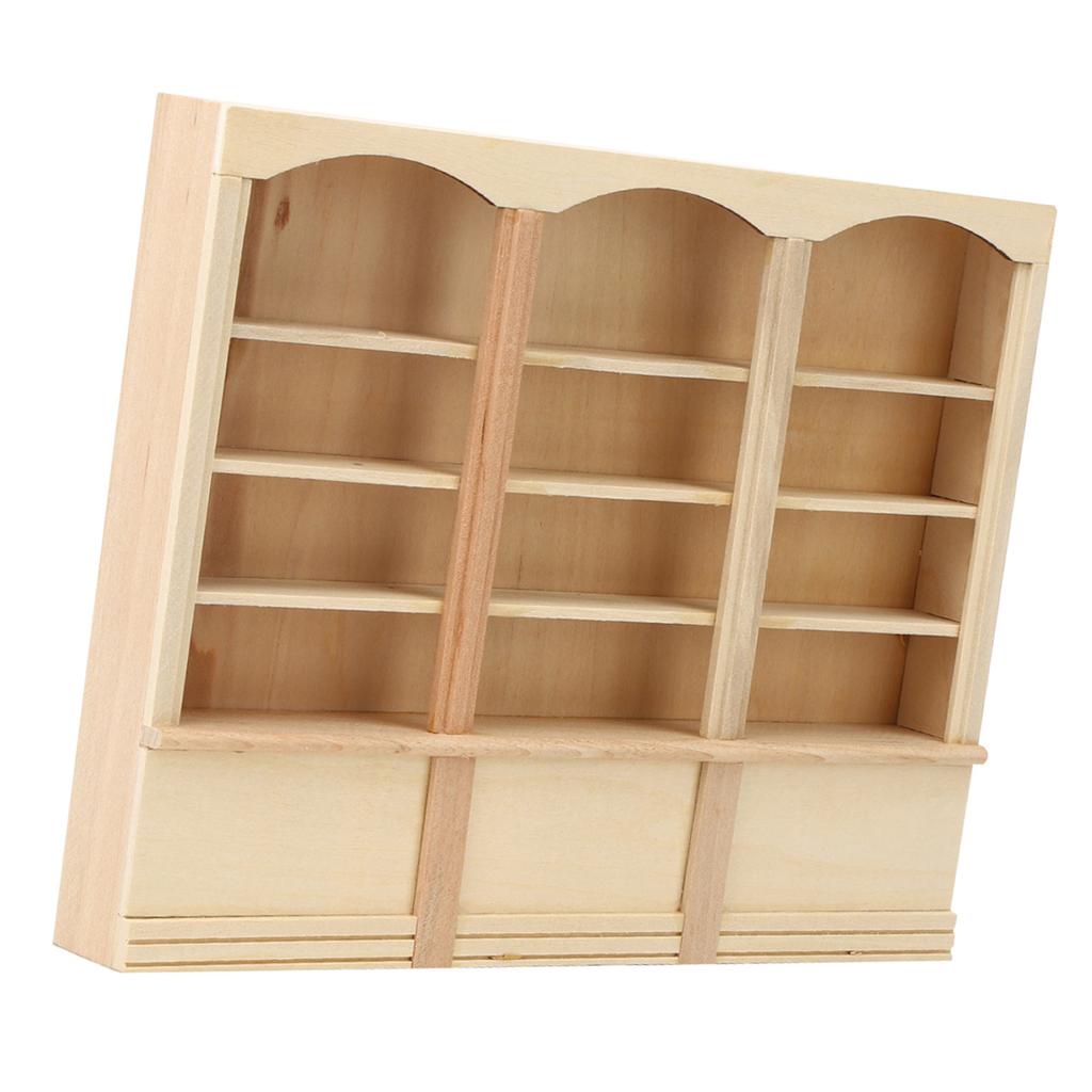 1:12 Dollhouse Miniature Simulated Bookcase Cabinet Mini Furniture Model Toy AccessoryWood Color