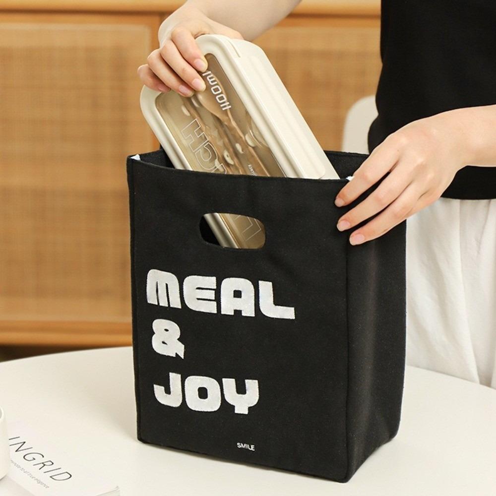 Canvas Insulated Lunch Bag Large Capacity Food Storage Bag Tote Portable Picnic Bag School