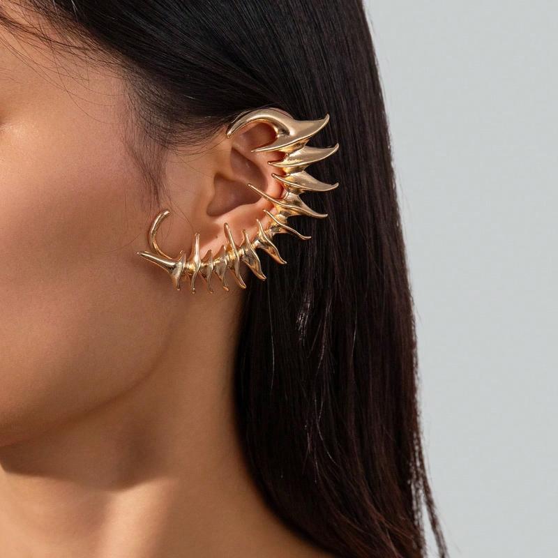 1pc Gothic Style Spikes & Thorn Skeleton Ear Cuff Non-Piercing Ear Clip for Unisex