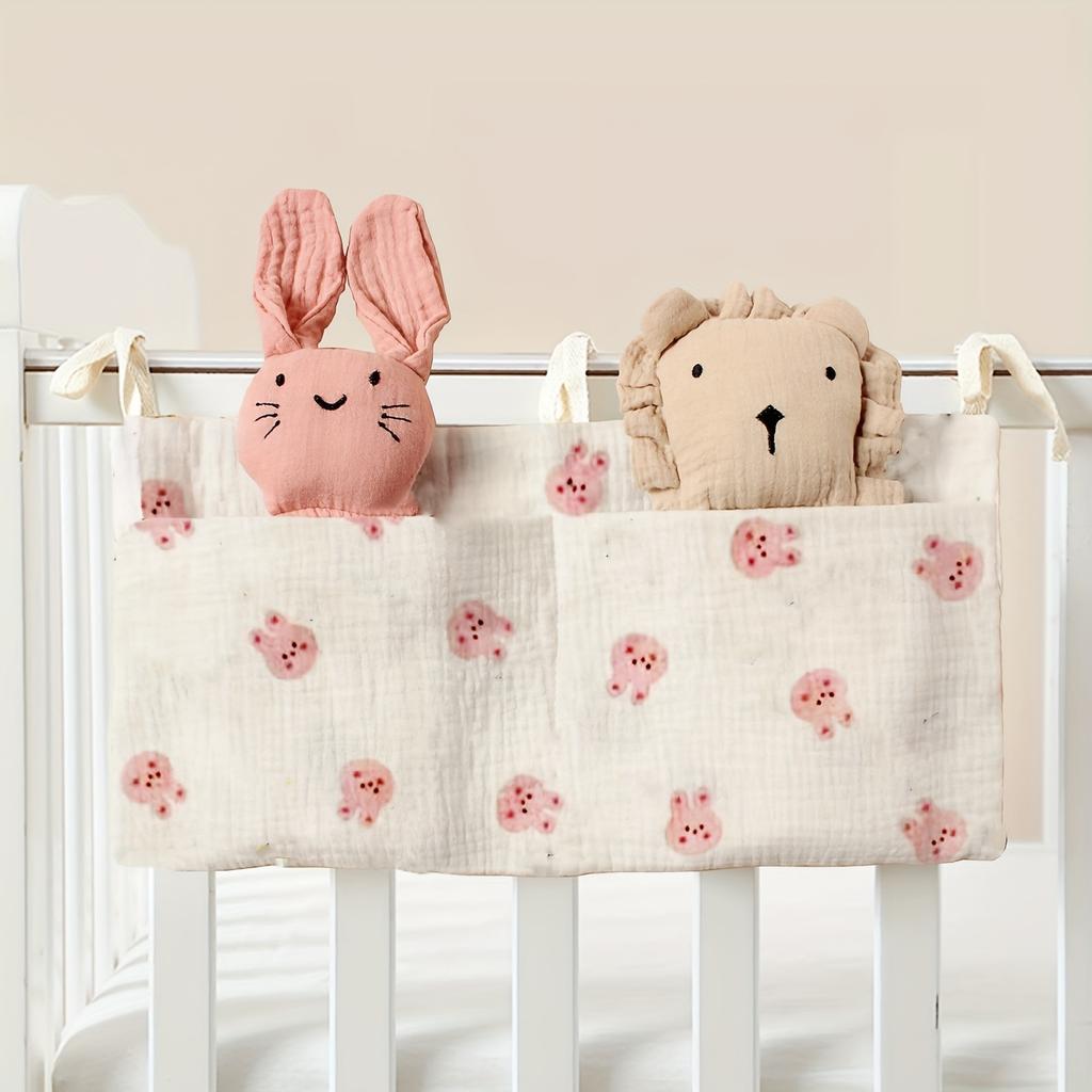 Závěsná taška na hračky ke posteli s dvojitými kapsami pro ukládání lahví, malých hraček, telefonů a dalšího příslušenství - Organizér na postel