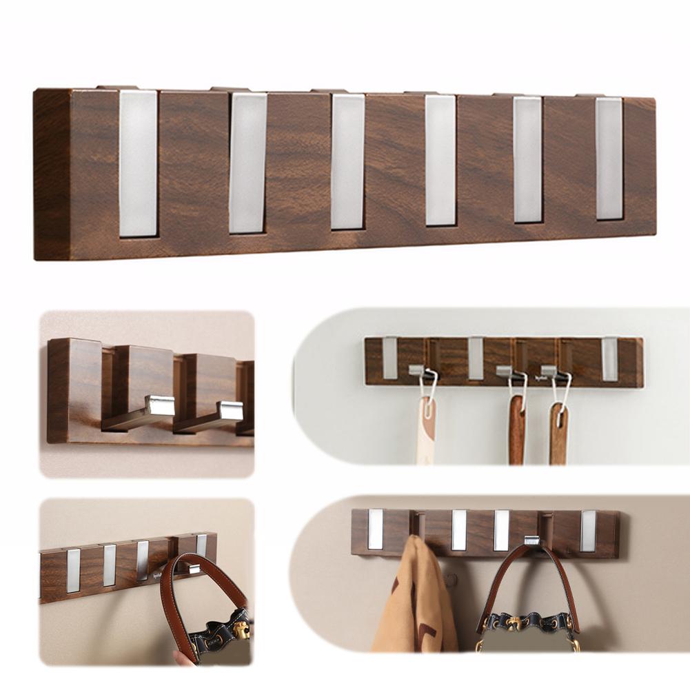 Wall Key Holder 6 Foldable Hooks No Drilling Key Hangers Multi-Function Self Adhesive Key Rack Heavy Duty for Door Wall Entryway
