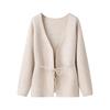 2025 Spring Women's V-neck Long-Sleeved Tie-Up Cardigan Sweater: European & American Street Fashion