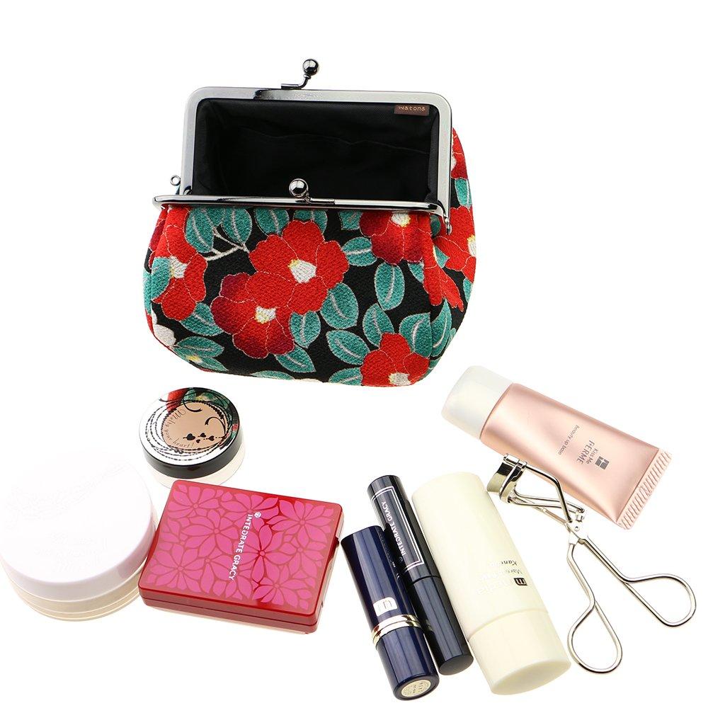 Watona Chirimen Cosmetic Width 4 Modern Cherry Blossom Pouch, 12cm-16cm [Small Sun] (14 Design)