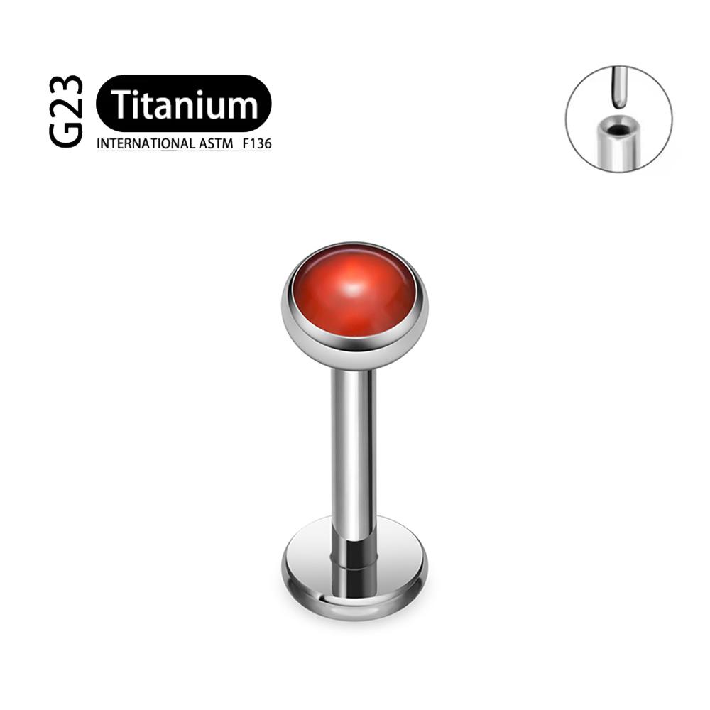 G23 Titanium Circular Needle Ear Lip Studs with Natural Stone Top Labret Tongue Nose Stud Earrings Body Piercing Jewelry