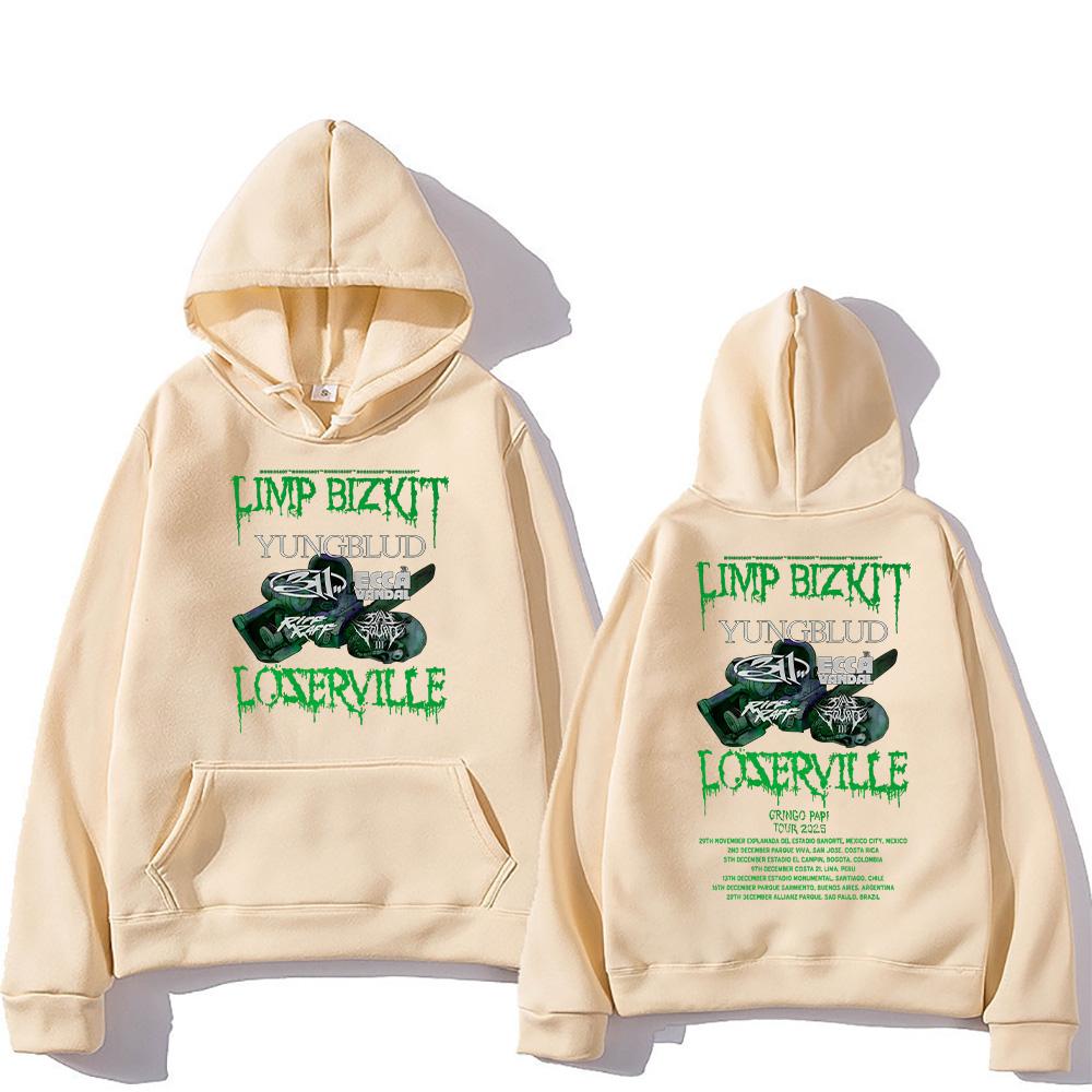 Limp Bizkit Loserville Tour Hoodies Rock Band Limp Bizkit Graphic Weashirts Men Women Hip Hop Casual Oversized Unisex Pullovers