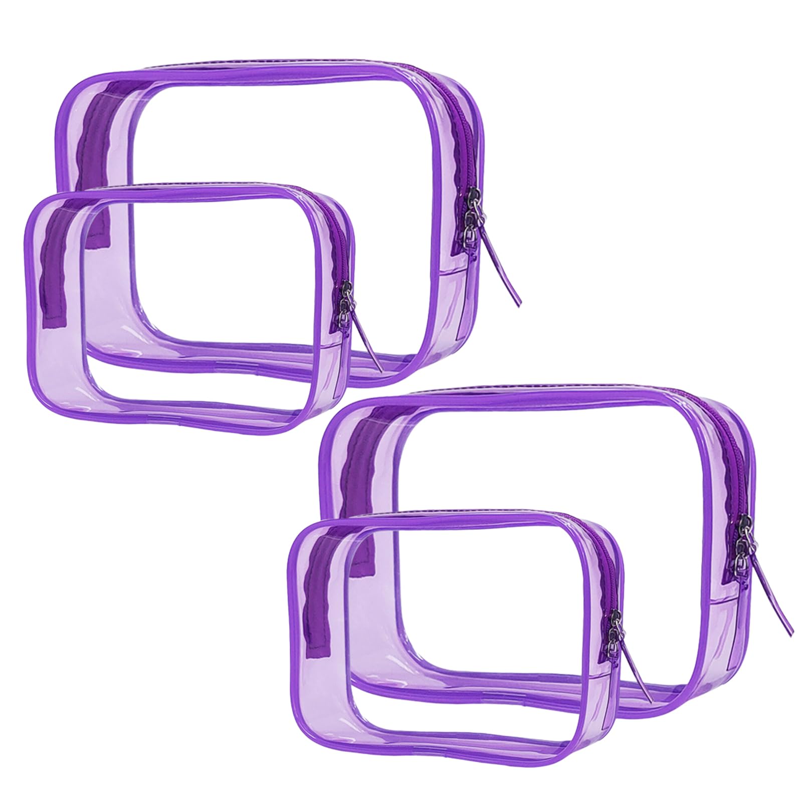 

Siomlana Clear PVC Makeup Waterproof Cosmetic Available in 5 Perfect for Business and Everyday Use 4-Piece Pouch, Bag, High-Frequency Stitching, фиолетовый