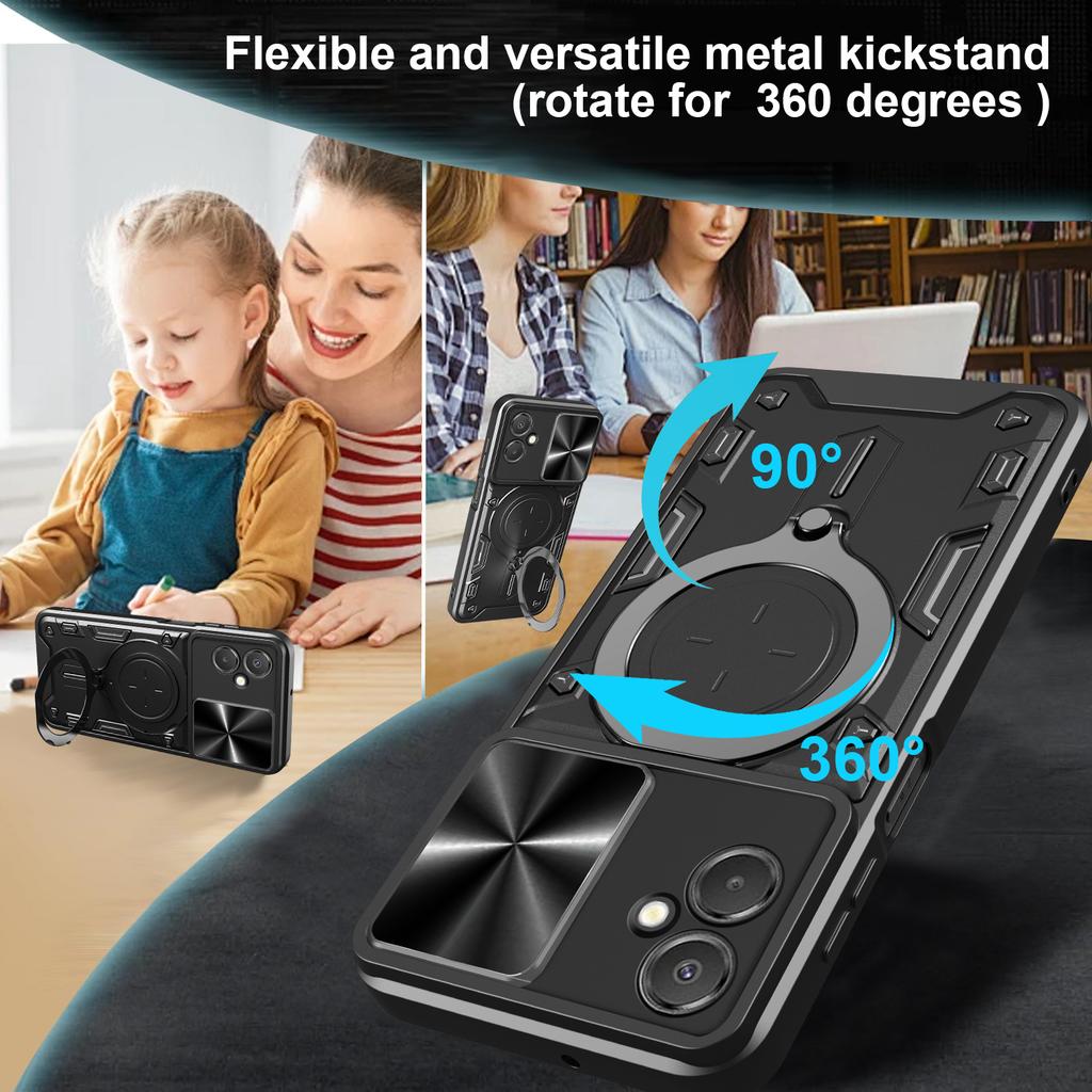 For Samsung Galaxy A06 5G Case TPU + PC Phone Cover with Kickstand , Slide Lens Window