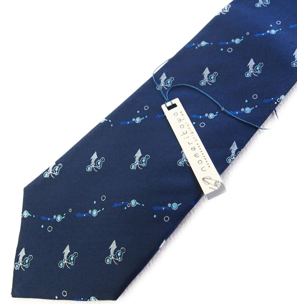 Fish Tie Toyama Bay Character Tie Firefly Squid Trad [Shikisai Shop] (Navy Blue)