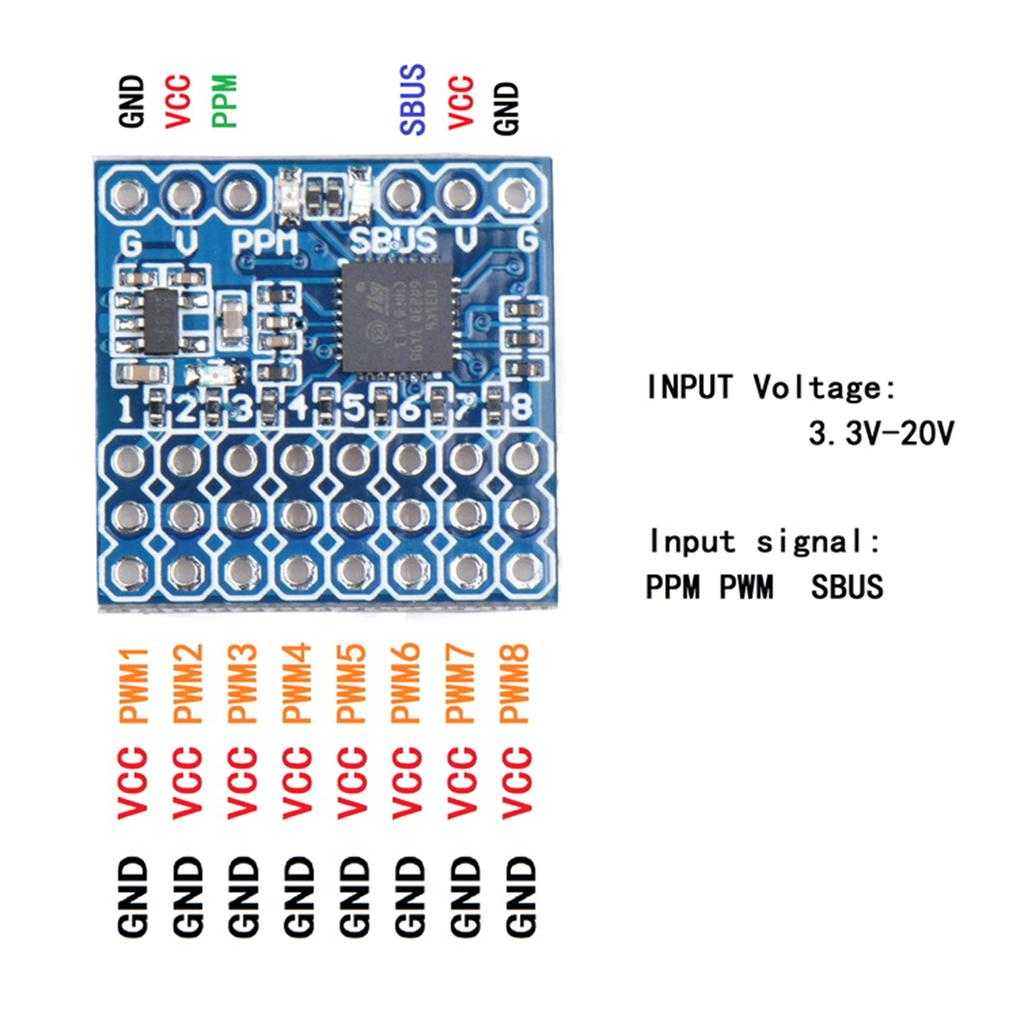 8CH PWM PPM SBUS Signal Conversion Adapter Module Converter input voltage 3.3-20V For Remote Control Airpanle Drones