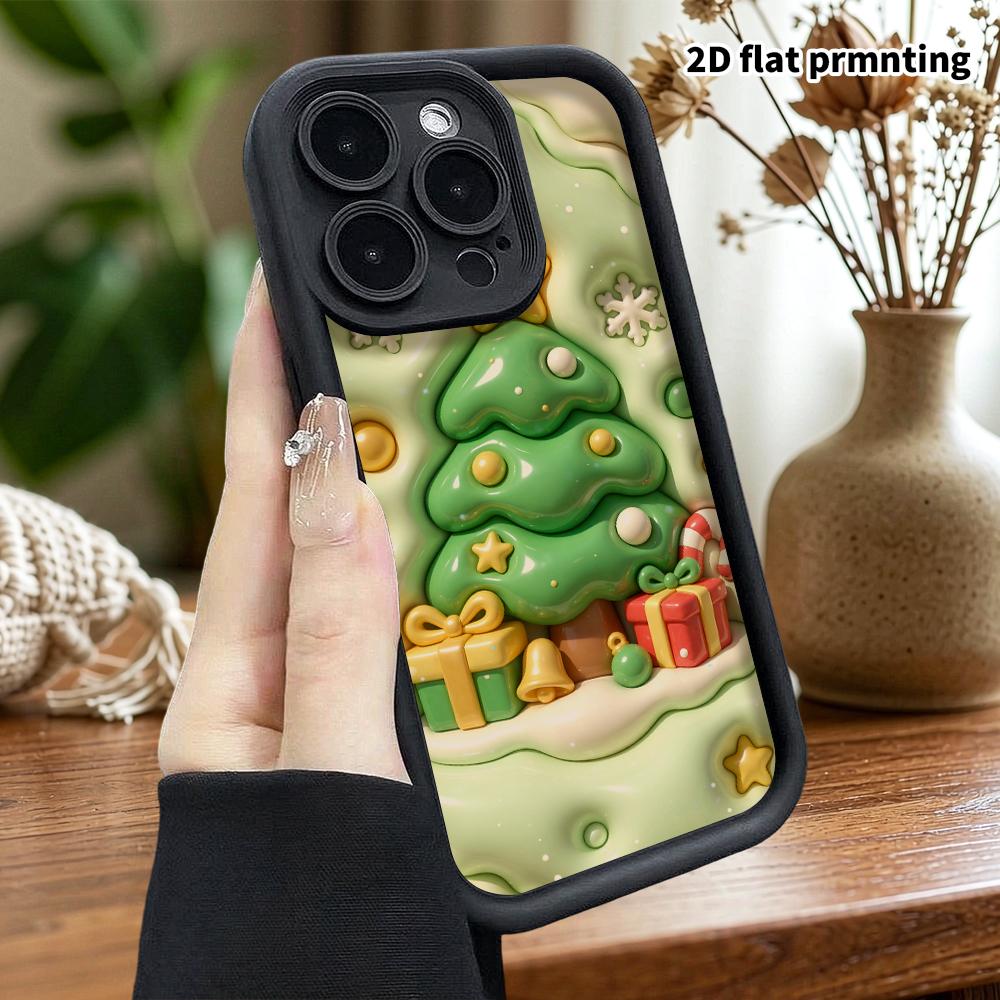 Phone Case: 2D Flat Design, Suitable for iPhone 18 17 16 15 14 13Pro Protective Case, Inflatable Christmas Tree, Perfect Holiday Gift for Christmas an