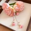 Elegant Pink Fairy Tassel Flower Hair Clip – Sweet Vacation Style Duckbill Accessory