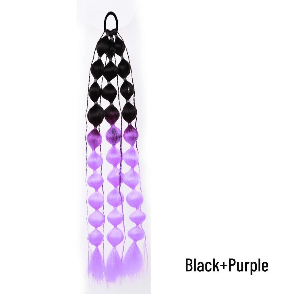European Style Gradient Lantern Bubble Ponytail: Fashionable Women's Long Hand-woven Braid