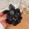 Korean Light Luxury Rhinestone Sunflower Mesh Scrunchie - Organza Elastic Hair Accessory for Women