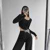 2KWEIRD Y2k T-Shirt Mädchen Crop Tops Frühling Damen Langarm O-Ausschnitt Baumwollshirts Bustier Harajuku Pullover Streetwear Allround-T-Shirt