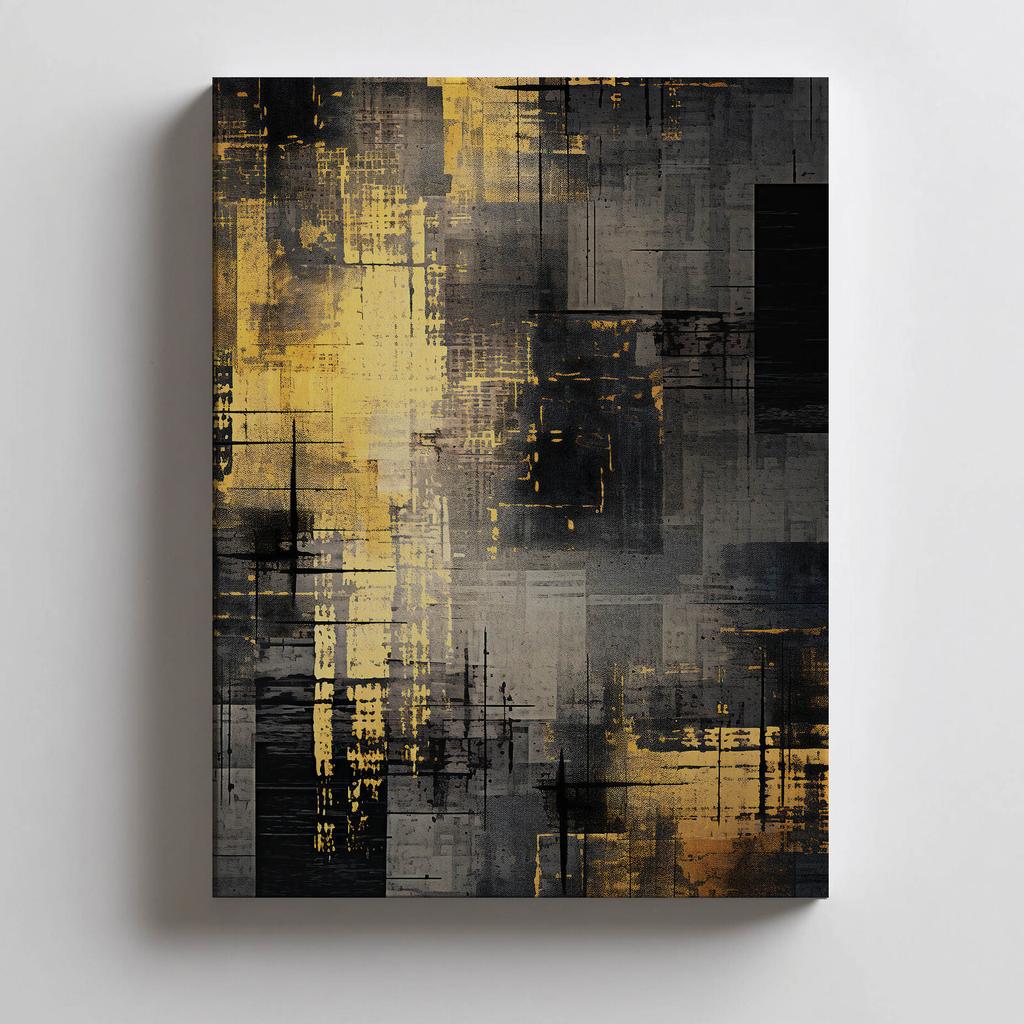 Industrial Minimalism: Shades of Silver and Gold Industrial Minimalism: Shades of Silver and Gold, 50X70 Cm, Gold Aluminum Frame, Matte Paper 230