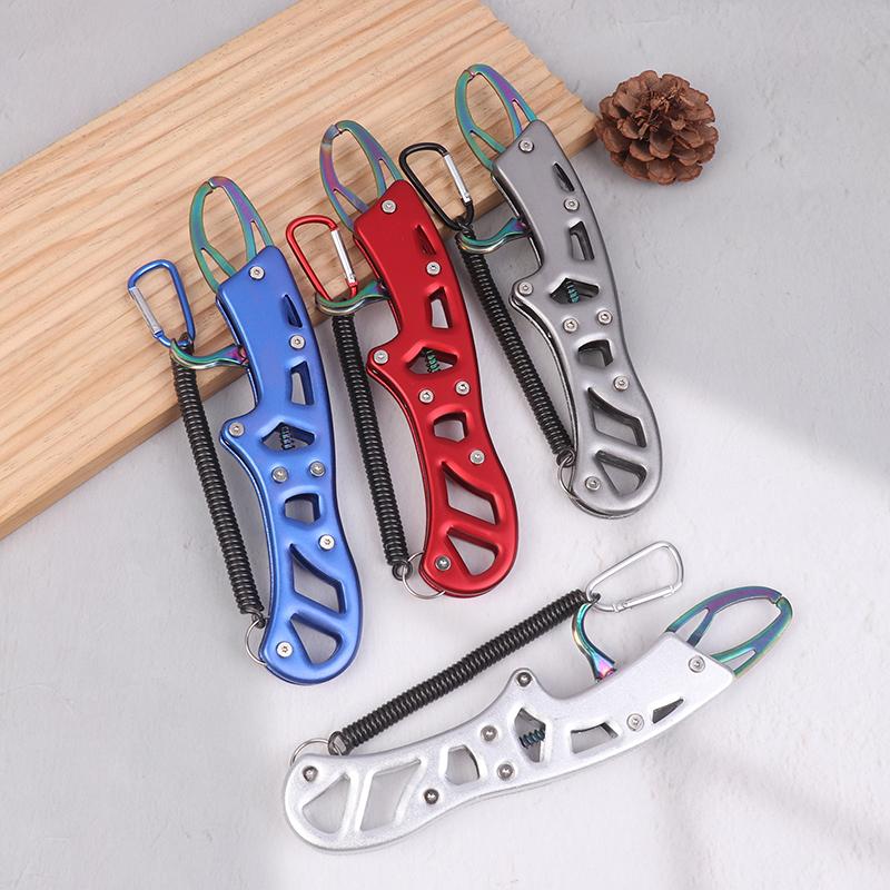 Fishing Aluminum Alloy Fishing Grip Pliers Fishing Lip Gripper Fish Plier Hand Grip With Tool Rope Fishing Accessories