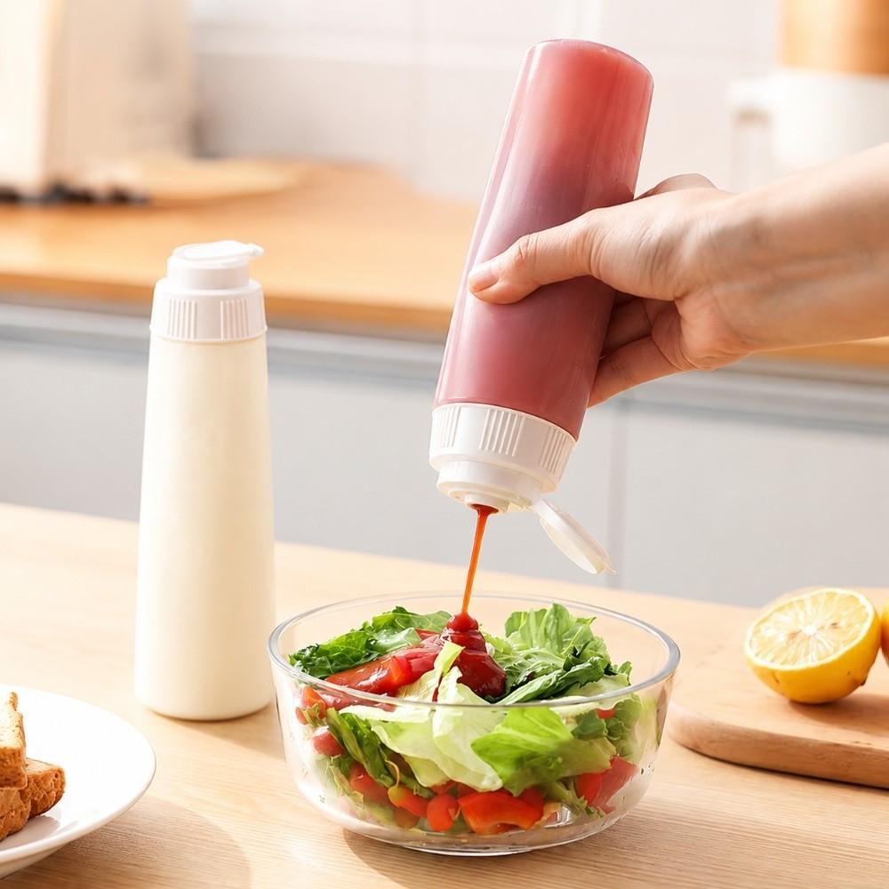 Leakproof Condiment Bottle With Lid Seasoning Bottle Squeeze Sauce Bottle Salad