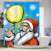 Tu Santa Claus Shower Curtain Christmas Bathroom Decor Holiday Festive Xmas Pattern Waterproof Home Decor Vintage Style Wall Art