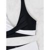 Women's Neon Pink Black Color Block Twist Front Bikini Set High Waist Two Piece Swimsuit