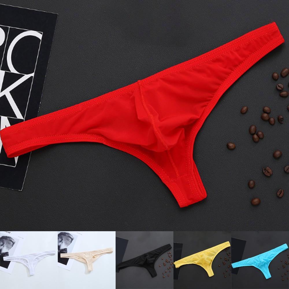 Men Sheer Thong Underwear Low Rise Stretch Bikini G-String T-Back Sexy Briefs