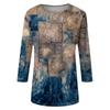 Trendy Vintage 3/4 Sleeve Top For Women,Ladies Casual Three Quarter Sleeve Round Collar Printed T-Shirt Blouse