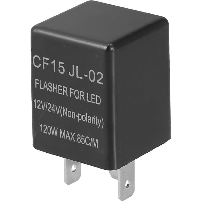 Electronic LED Flasher Relay Fix, CF15 JL02 Turn Signal Flashers Universal for Car Non-Polarity Normally Open ABS Black