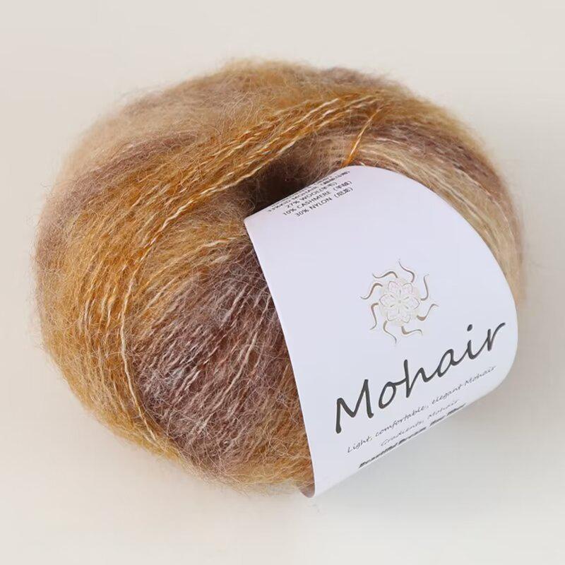 Filato di lana mohair tinto in capo, filato di mohair colorato sfumato da 25 g, fatto a mano, fai da te, pronto da indossare, sciarpa, cappello