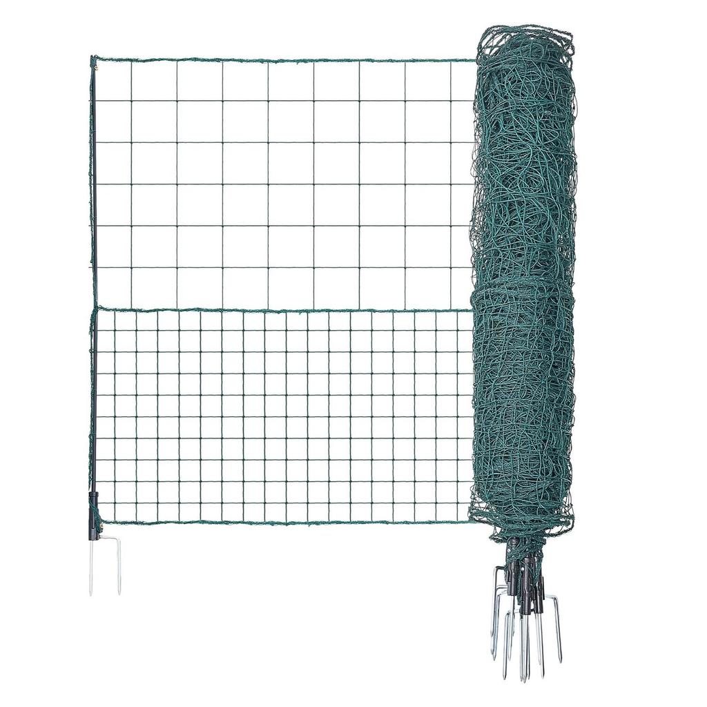 Temporary Fence with Posts, 1.05 x 25m Plastic Mesh Fencing, Garden Safety Fences Netting with Double-Spike Stakes & Guy Ropes, Temporary Fence for
