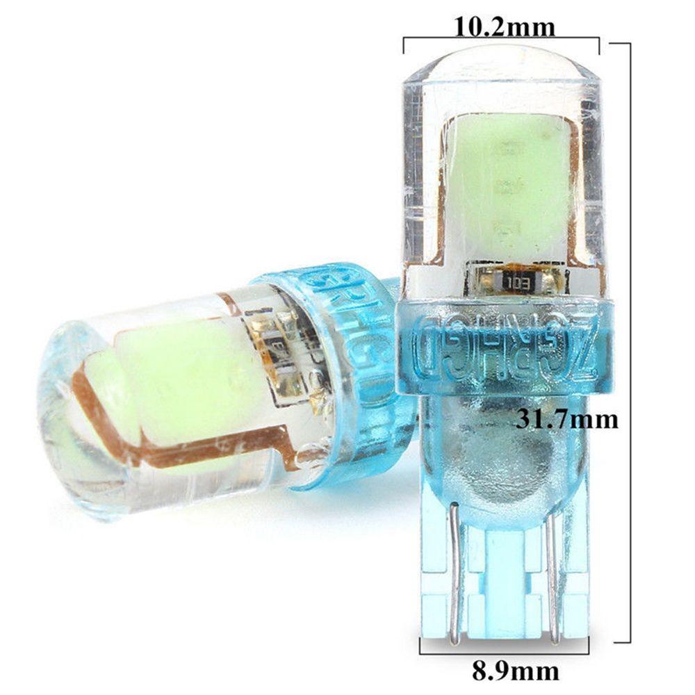 2Pcs T10 194 W5W Super Bright Auto Silica COB LED Width Bulb Ice Blue DC 12V Car License Plate Light