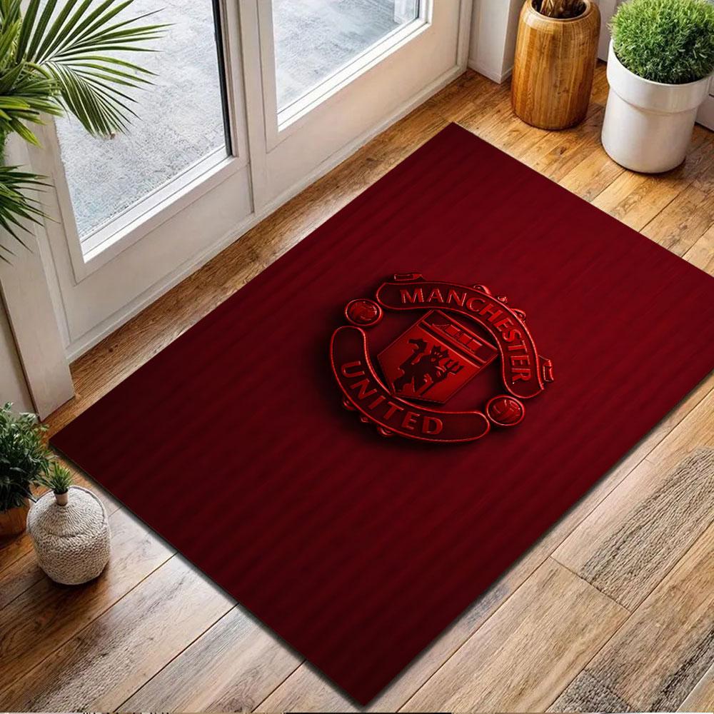 Manchester United Logo Red Design Patterned carpet, non slip mat suitable for living room and bedroom sofas