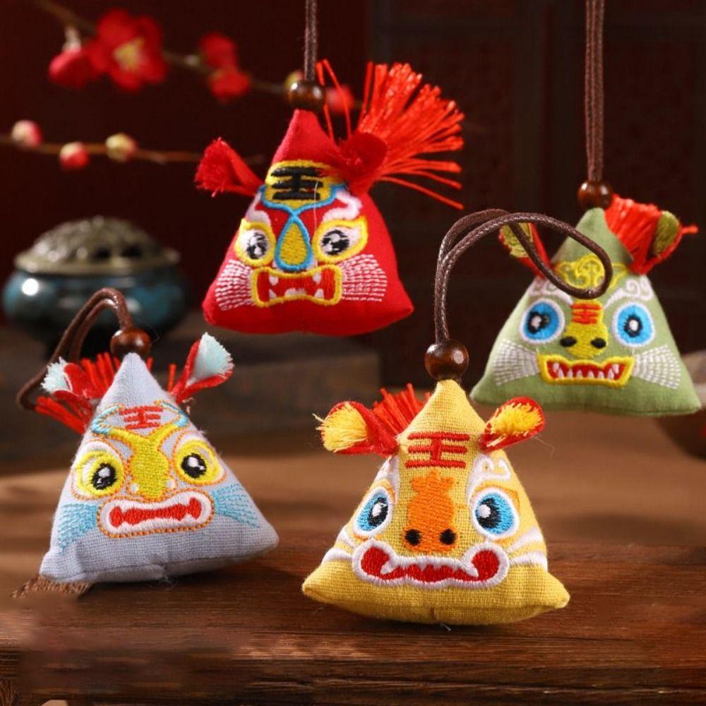 

Handmade Embroidered Sachet Pendant Tiger Design Tiger Bag Ornaments Bedroom зелёный
