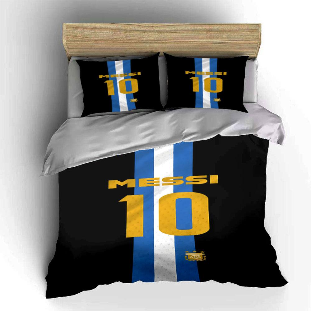 Blue-white Stripes, Messi's Name. Bedding Sets Duvet Cover Sets Duvet Covers Pillowcases(1 * Duvet Cover 2 * Pillowcases Without Duvet Insert)