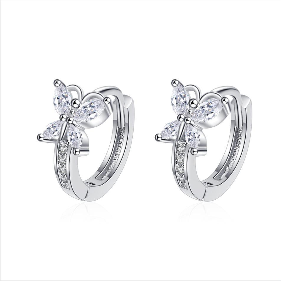 925 Sterling Silver Jewelry Women Fashion Cute Tiny Clear Crystal CZ Stud Earrings Gift for Girls Teens Lady E001
