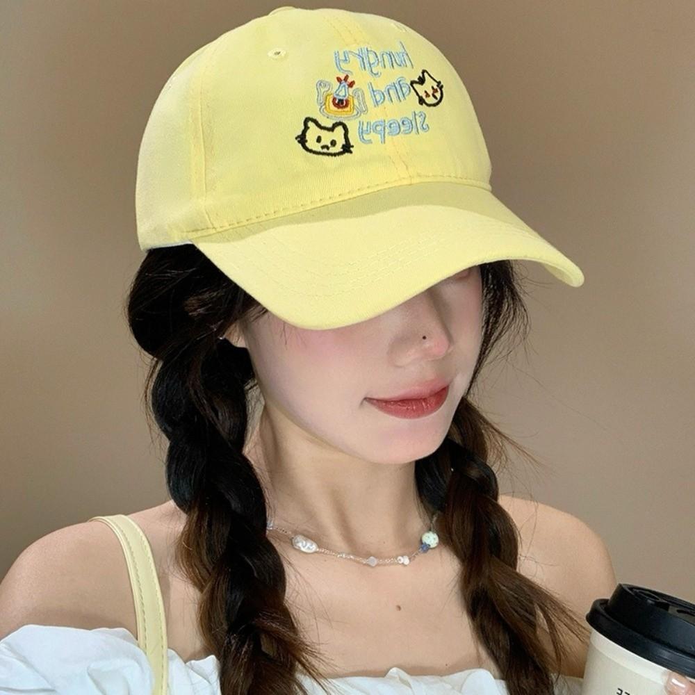 Korean Cat Peaked Cap Cotton Snapback Cap Fashion Letter Baseball Cap  Teenagers