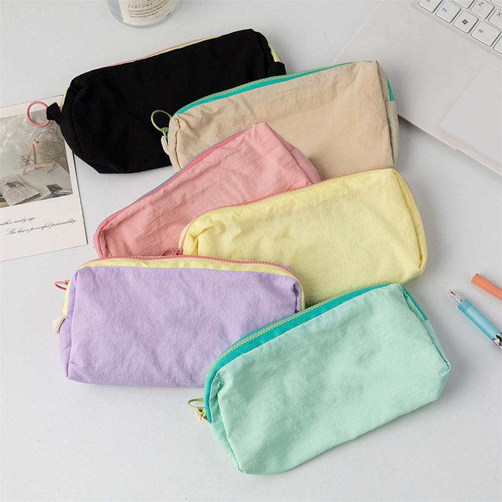 Macaron Einzelfarbig Einfache Federtasche Große Kapazität Tragbare Aufbewahrungstasche Minimalistische Schreibwarentasche für Stifte