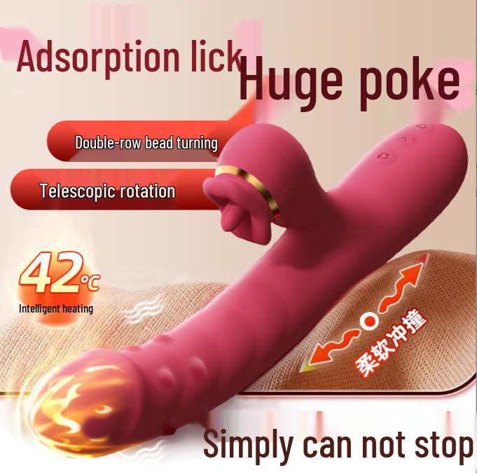 R420 Telescopic Vibrating Female Masturbator with Rotating Beads and Massage Wand
