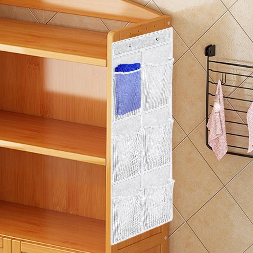 6 Compartments Mesh Closet Shoe Holder Large Capacity Wall-Mounted Storage Bag Baskets Hangable Organizer