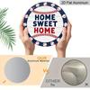 2D Flat 1pc, 8x8 in, Sweet Home Round Aluminum Metal Sign - Vibrant Baseball & Greenery Design, Rustic Blue & White Wall Art for Living Room