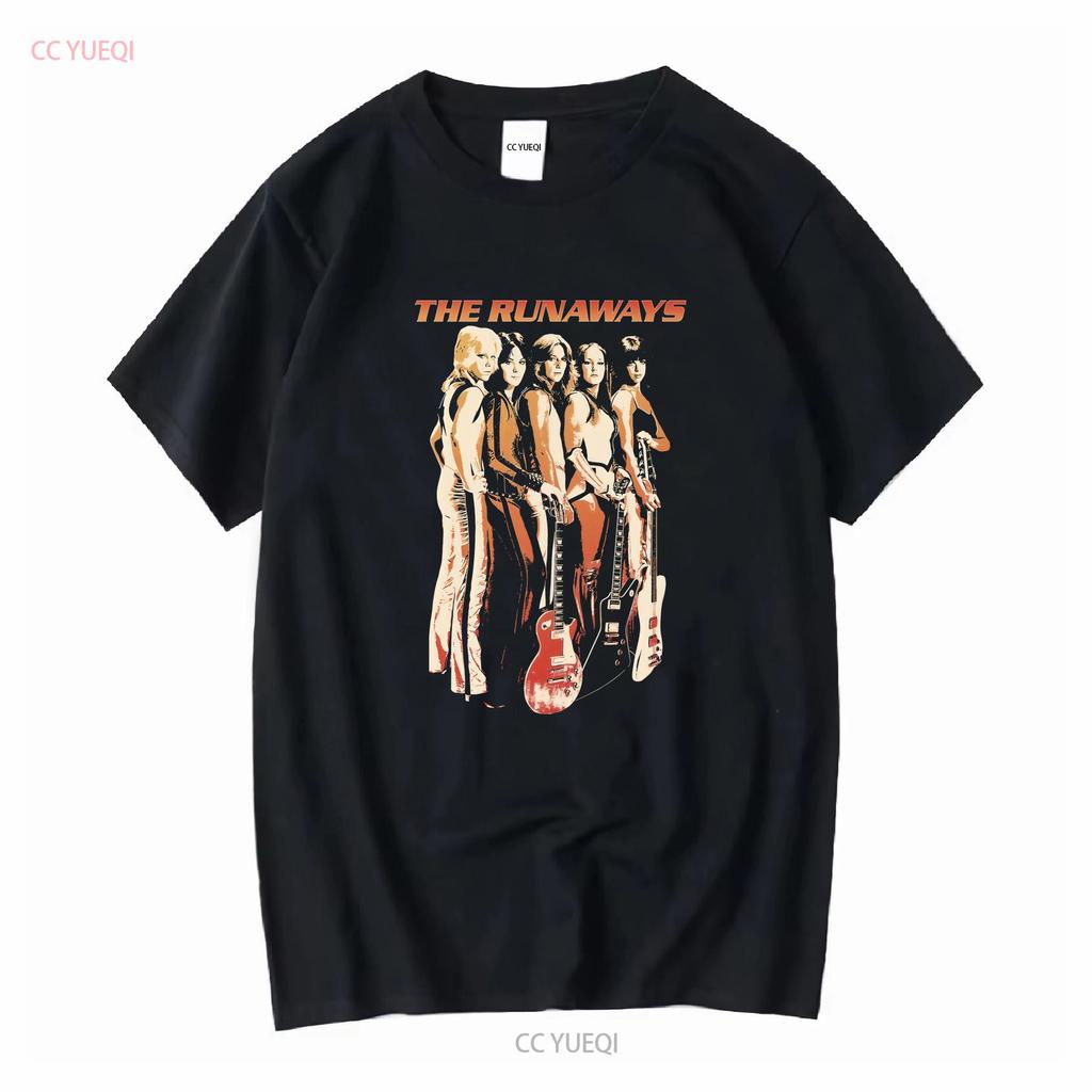 Maglietta The Runaways Nera per Fan B101014 vintage Lavata Comoda abbigliamento firmato Versatile Leggermente Morbida Casual