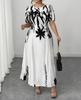 Modisches Damenkleid mit Print und Puffärmeln