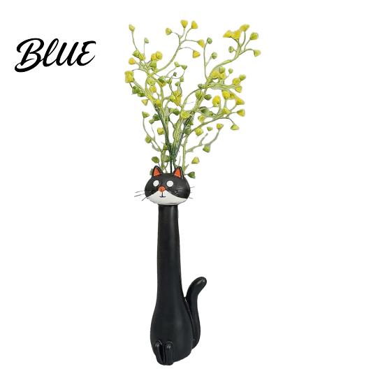 Cute Cat Vase Handcrafted Quirky Whimsical Resin Shaped Flower for Flowers Pampas Grass Funny Kitty Ornament Home Office Shelf Decor Gifts Lovers