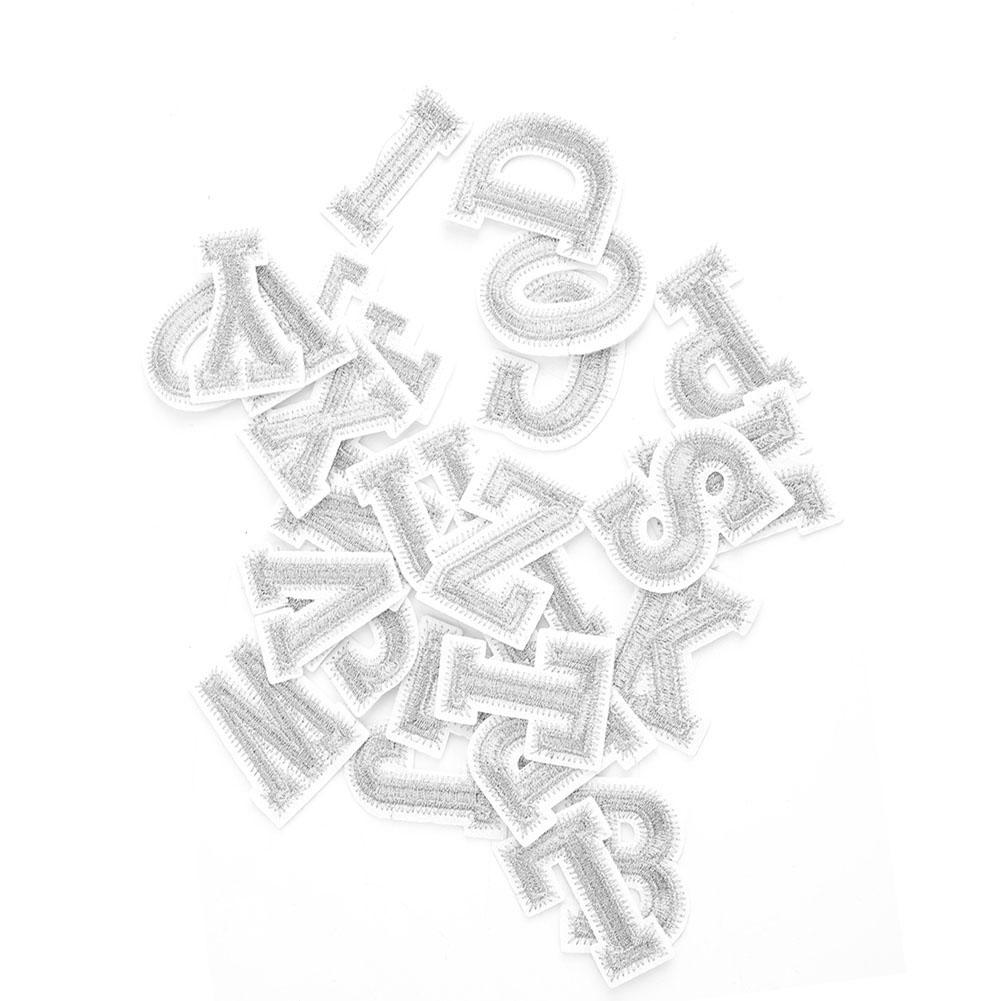 

26 шт. Алфавитные наклейки Ткань + Шелковая нить Швейные наклейки Инструмент Аксессуары для украшения(Серебряная высота