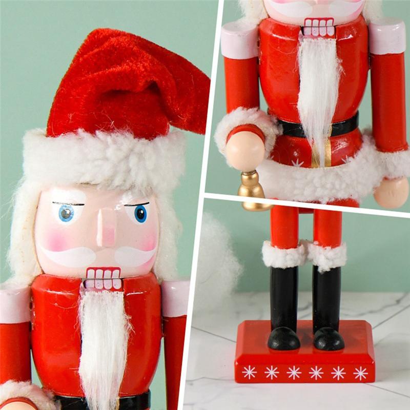AEE4-1 PCS Wood 25CM Wood Nutcracker Santa Figure Ornaments Christmas Home Decor Present Ornaments