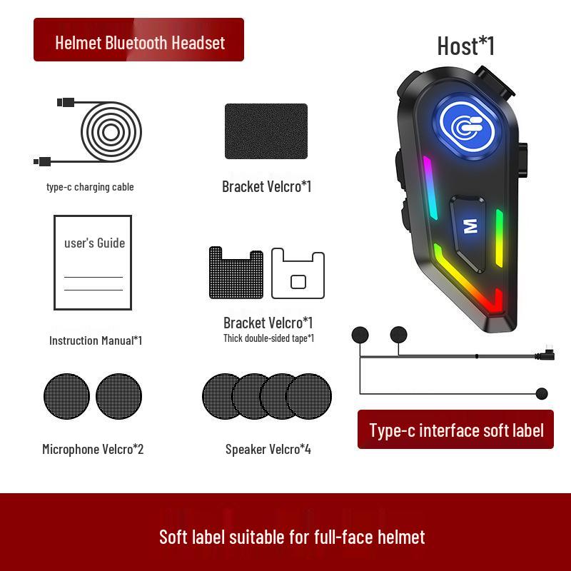 Waterproof Bluetooth Motorcycle Helmet Earphones with Noise Cancelling & Multi-person Intercom