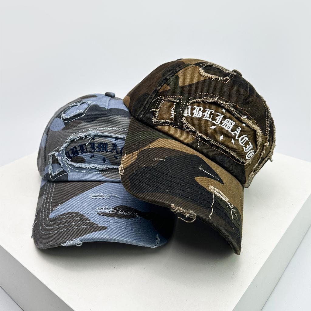New Unisex Broken Style Sanskrit Embroidery Baseball Hats Versatile American Sunshade Camouflage Peaked Caps Fashion Personal