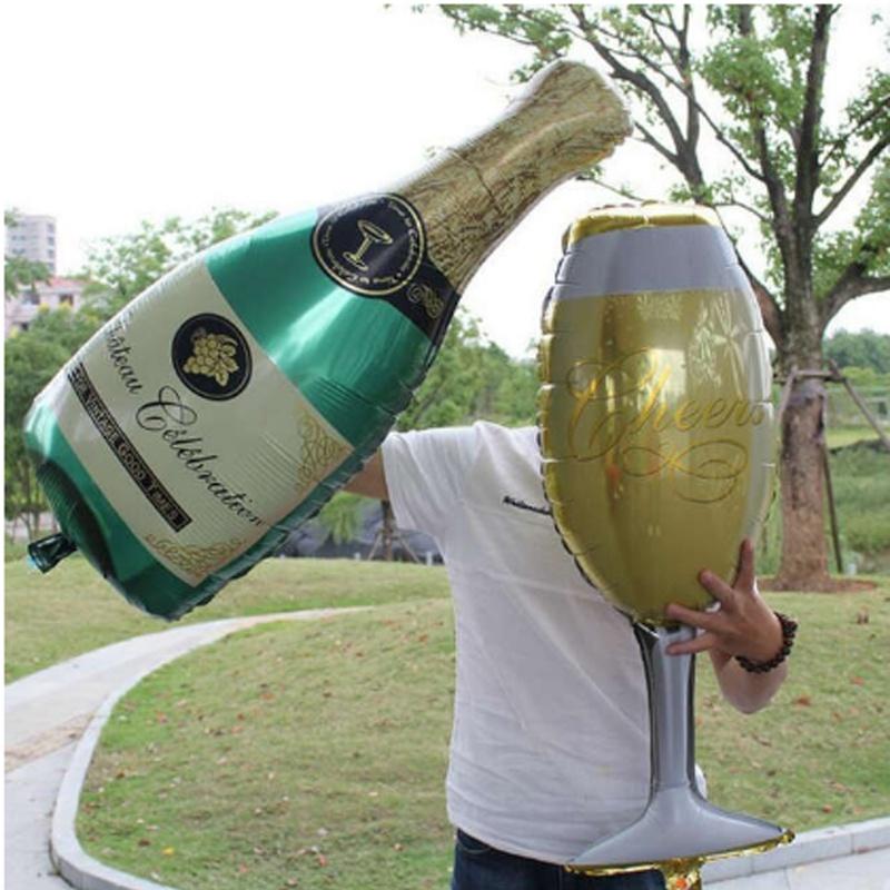 Foil 2pcs Large Champagne Balloons Wedding Anniversary Wine Bottle And Cup Ball