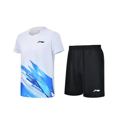 Li Ning Badminton Series Logo Lightweight Short Sleeve Comfortable Shorts Casual Sports Set Unisex Sets AATU057-2