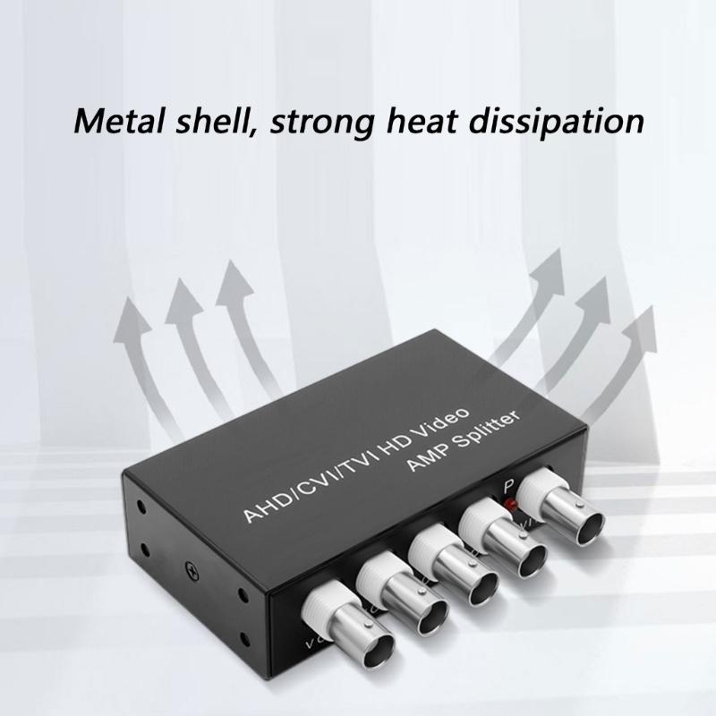 Metal Housing AHD CVI TVI BNC Video Distributor Unit Supports Various Camera Associations With 1 Input And 4 Outputs