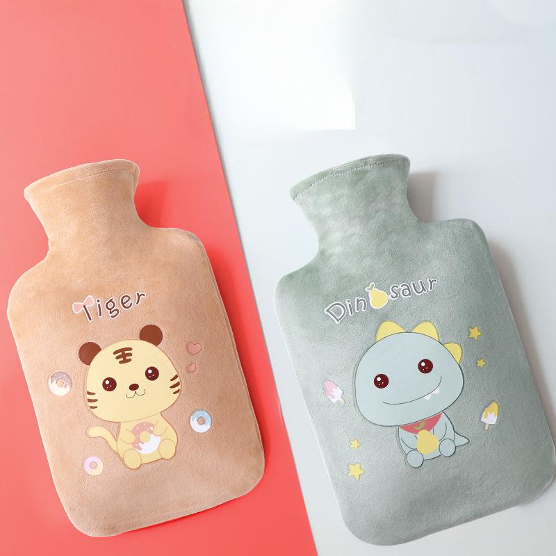 1000ml Large Hot Water Bag Removable Plush Hot Water Bottles Reusable Hand Warmer with Cloth Cover Explosion-Proof Girl Winter