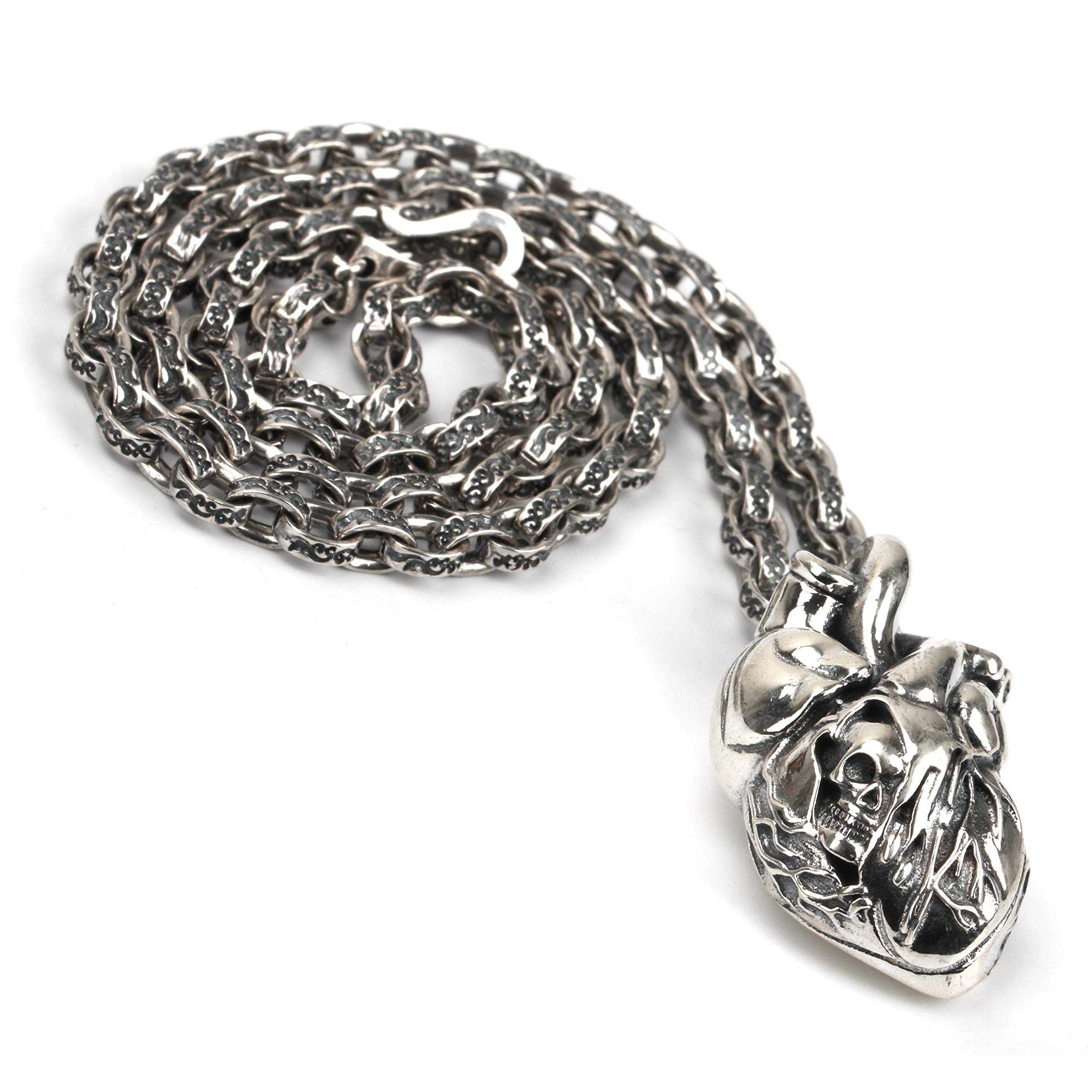 

Серебряное 925 пробы колье с черепом и сердцем в арабесковом стиле 50 см Серебро 925 пробы Арабесковое сердце Череп Сердце Присутствие и Тяжелое ощущение [Серебро KYASYA]